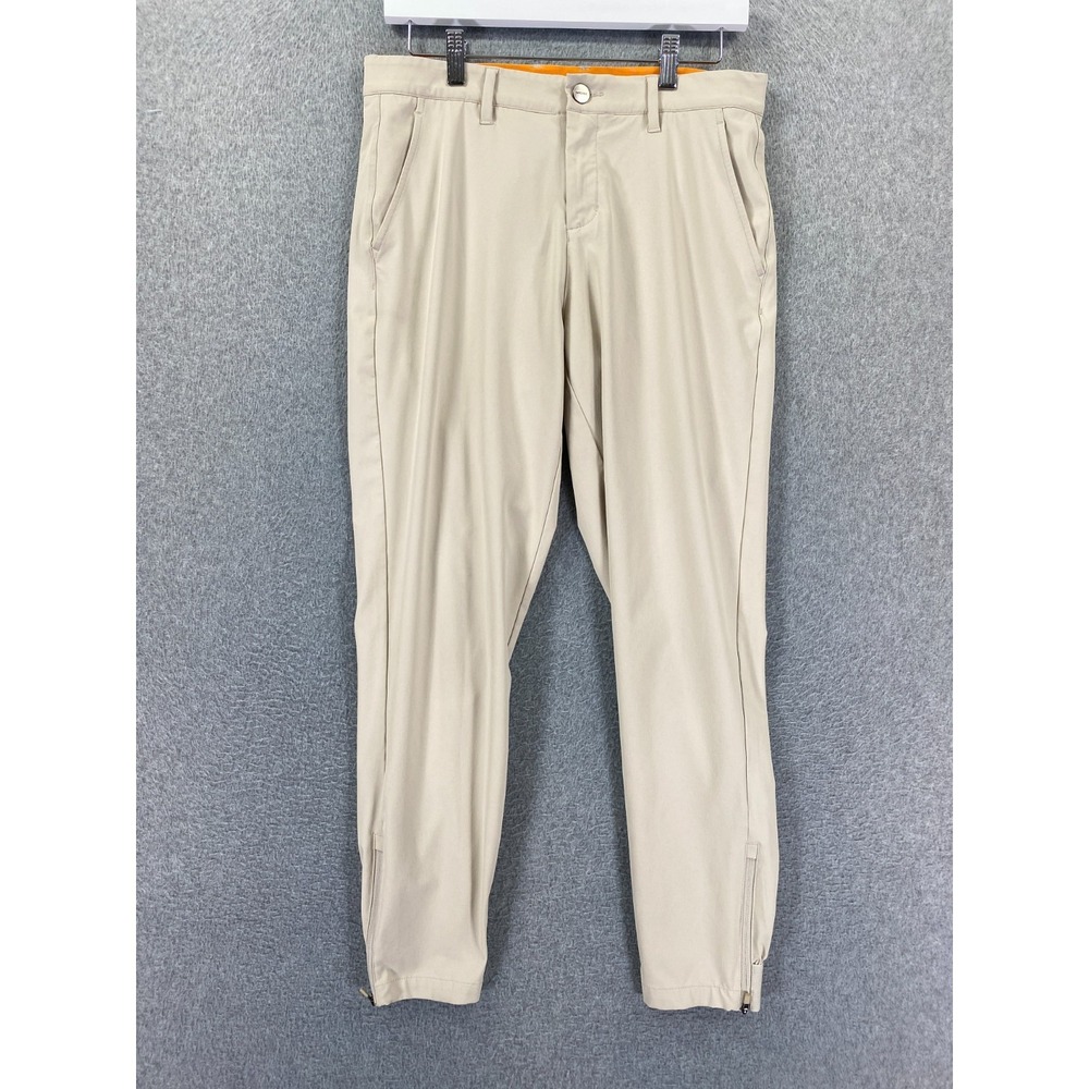 Macade Golf Pants Mens 30x27 Beige Slim Fit Jogger Performance‎ Chino Zip Ankle